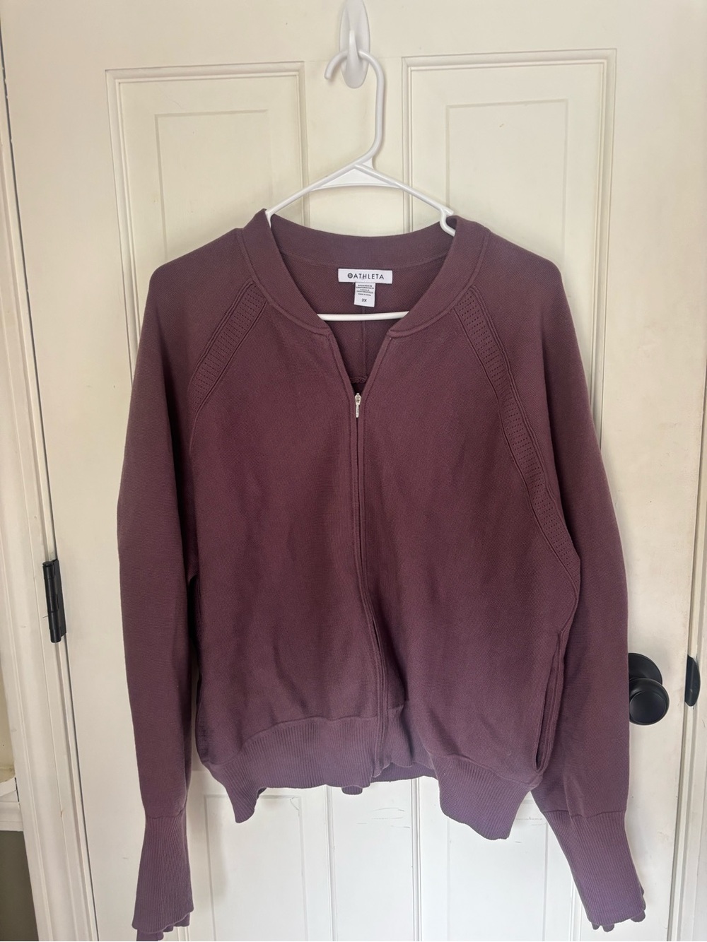 Athleta Women's Zip-Front Sweater Jacket — Plum- Like New